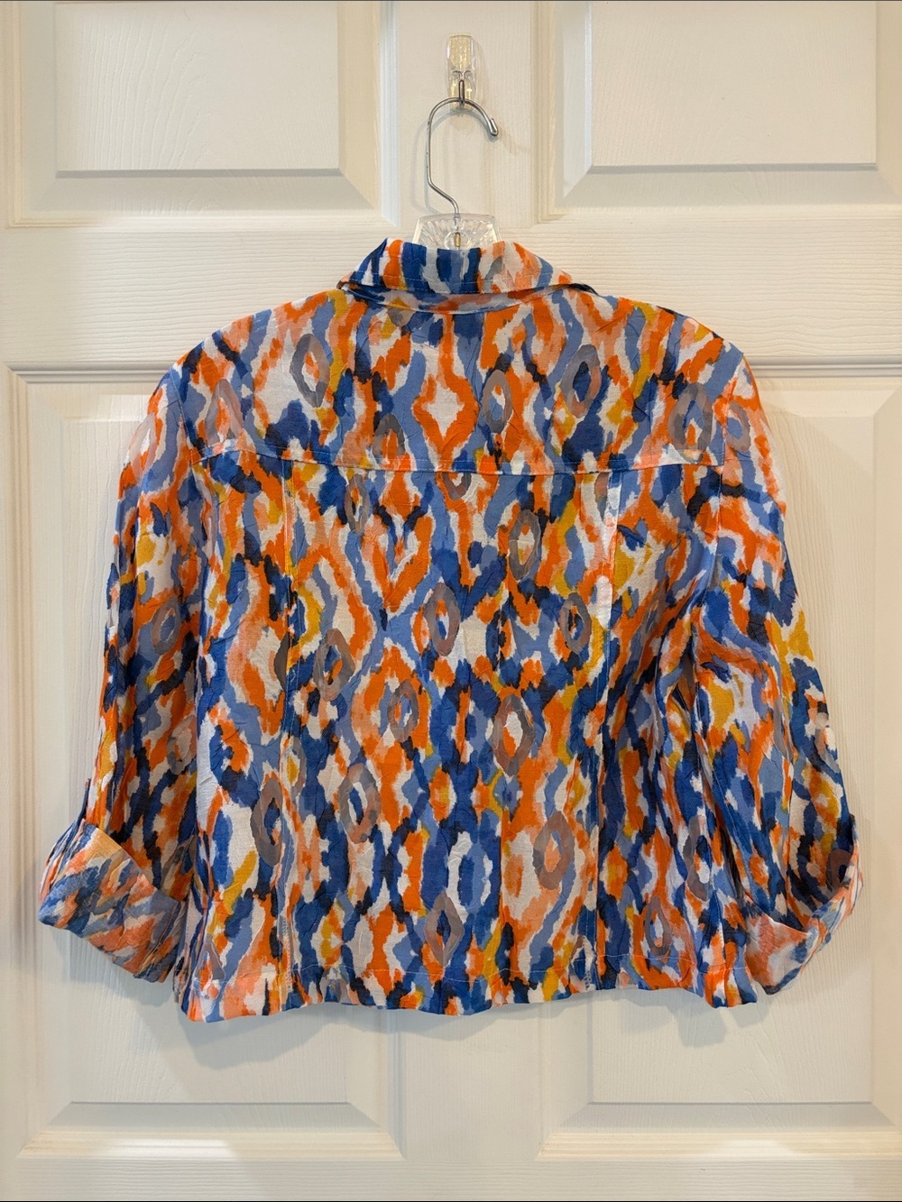 Ruby Rd. Blue & Orange Abstract Print Button-Front Top - Picture 4 of 4